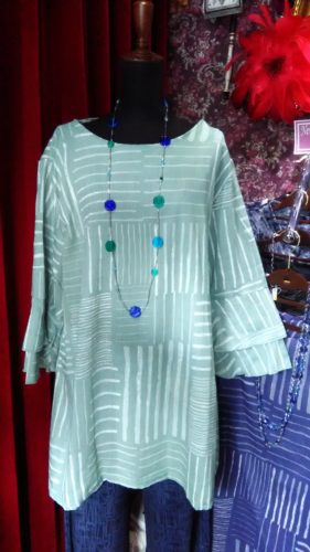 ペパーミントグリーン×ストライプ・チュニック