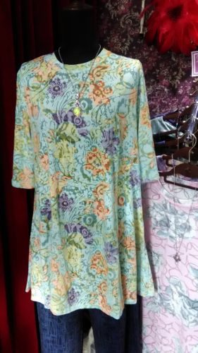 ミントグリーン×フラワー・チュニック