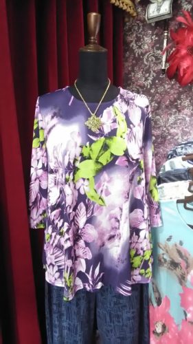 パープル×フラワー・チュニック