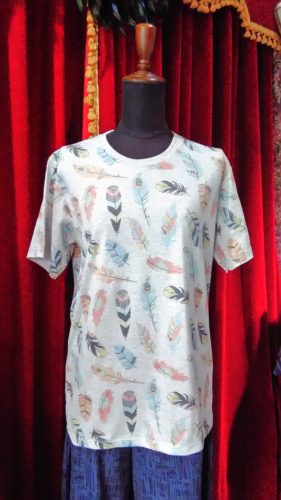 グレー×フェザー・Ｔシャツ