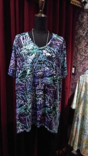 ペパーミントグリーン×パープル柄・チュニック