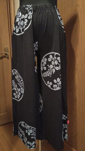 ネイビー×ブルー和柄・ワイドパンツ