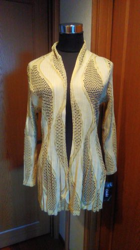 イエロー×波柄・プリーツカーディガン