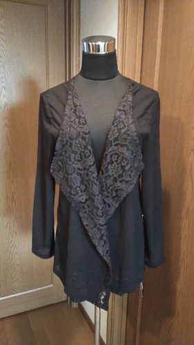 ブラック×ダブルレース・カーディガン