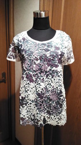 ホワイト×ネイビー・フラワーレース・チュニック