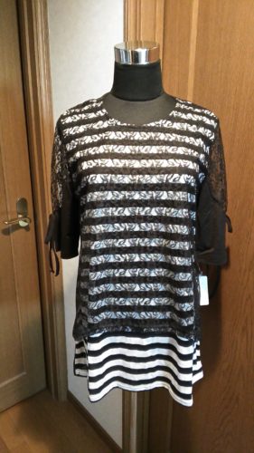 ブラック×ストライプ×レース・チュニック